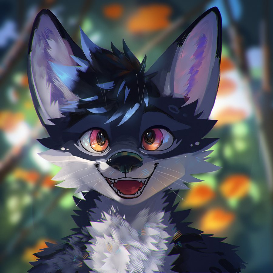 Painterly headshot grinning in front of blurry autumn lights